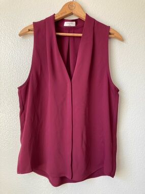 Babaton Wine Sleeveless V-Neck Blouse